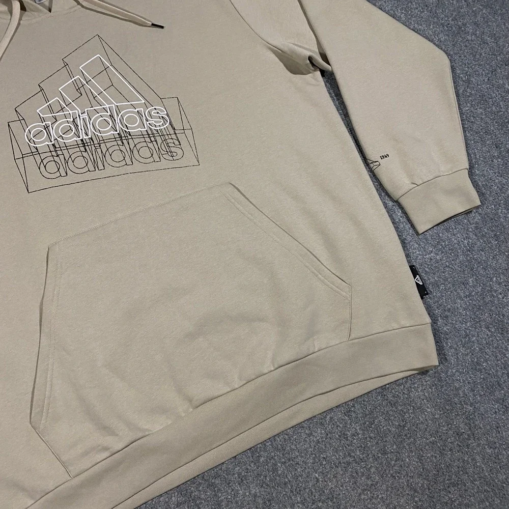 Adidas Tech 3D Trefoil Graphic Logo Sweatshirt Hoodie Adult XXL Beige